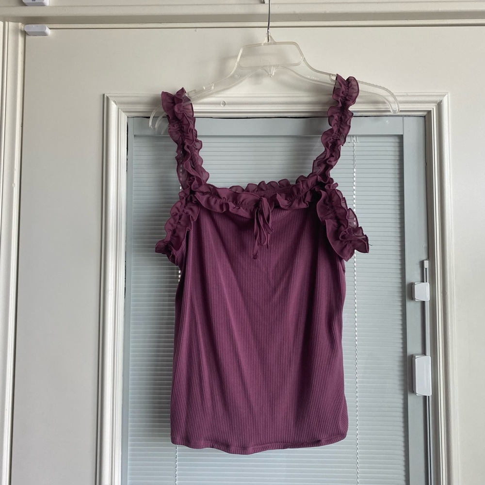 Grace & Lace Purple Ruffle Tank Top